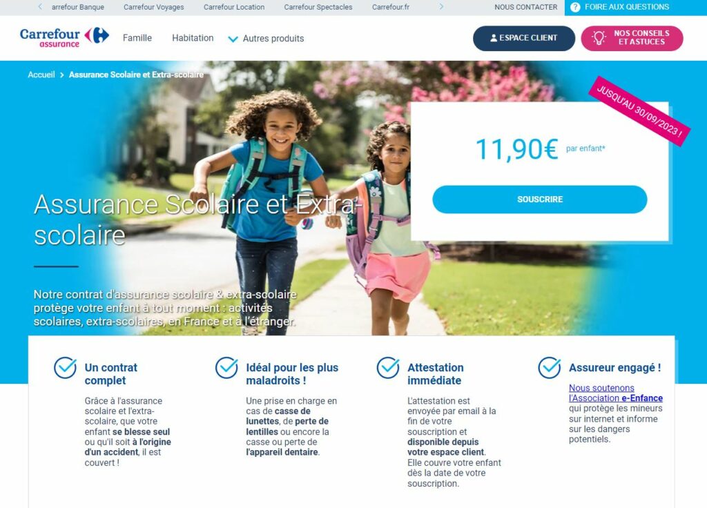 site assurance scolaire carrefour