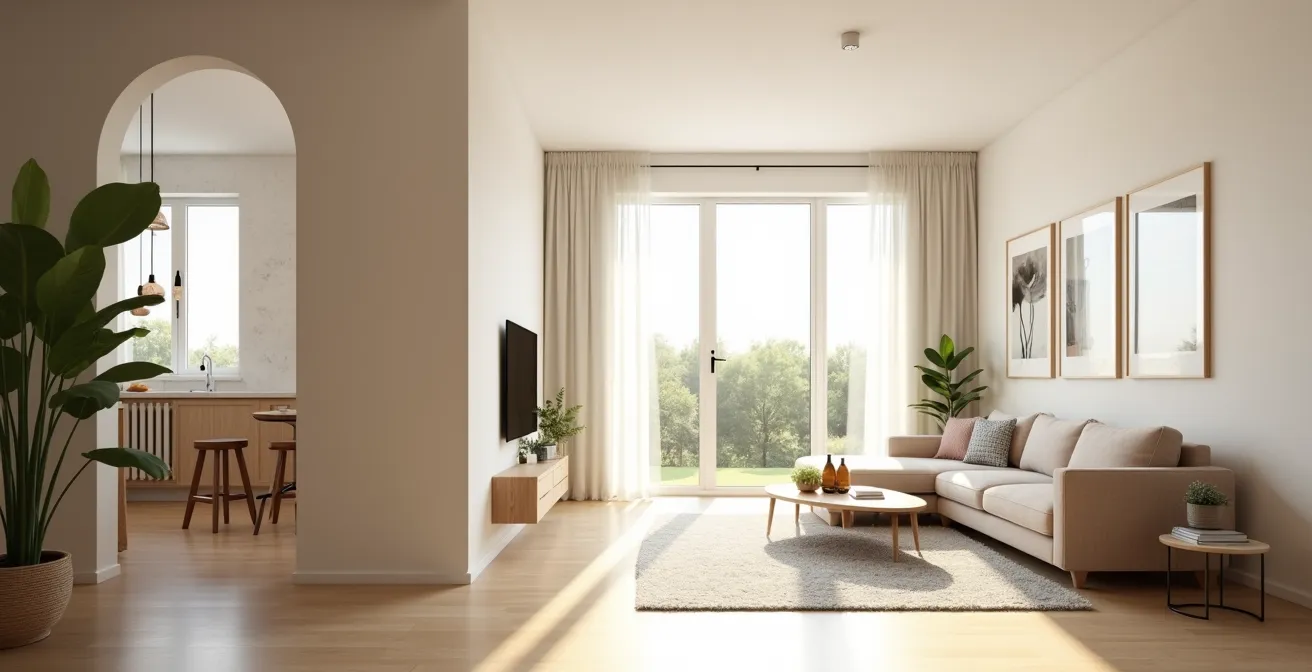 Intérieur de maison moderne avec aménagements domotiques pour l'autonomie