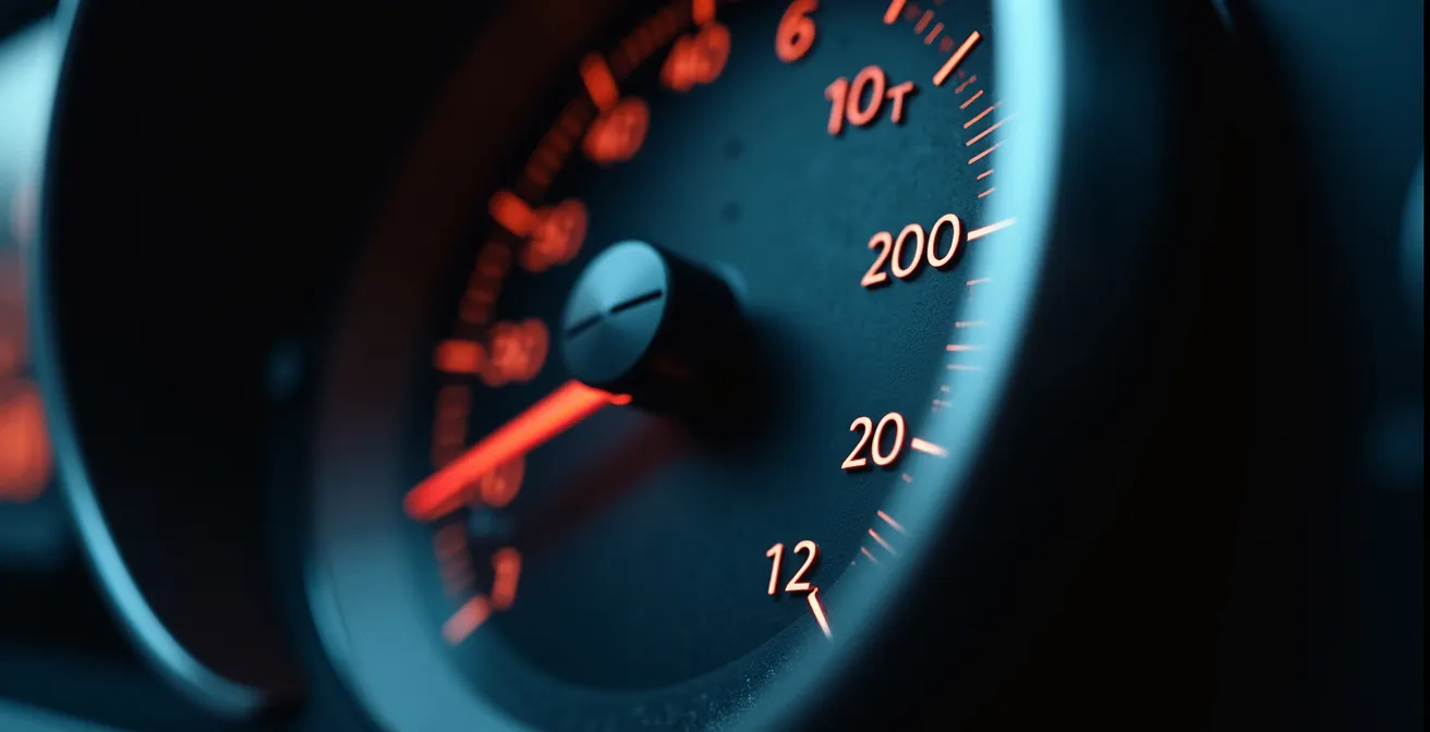 Tableau de bord de voiture montrant le compteur kilométrique