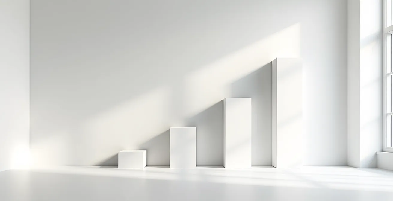 Graphique abstrait montrant l'évolution progressive des coûts avec l'âge