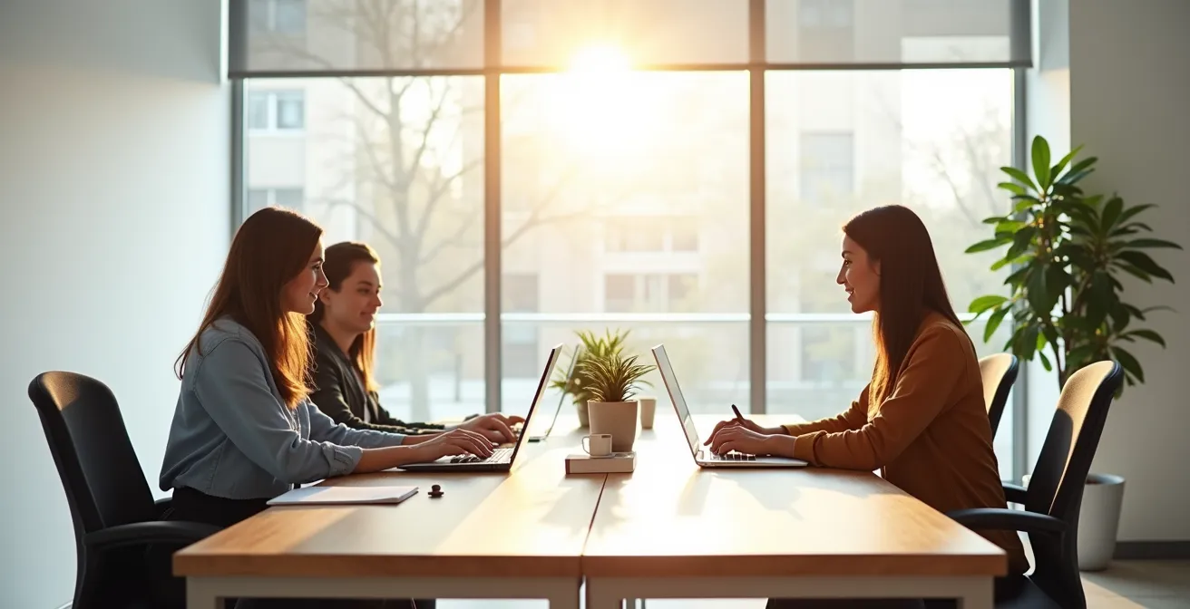 Couple d'entrepreneurs travaillant ensemble dans leur bureau