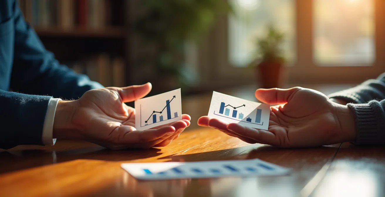 Senior consultant avec conseiller financier examinant différentes options d'assurance